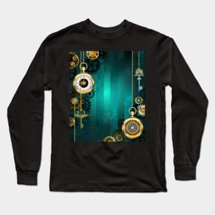 Jewelry Watch on a Green Background ( Steampunk ) Long Sleeve T-Shirt